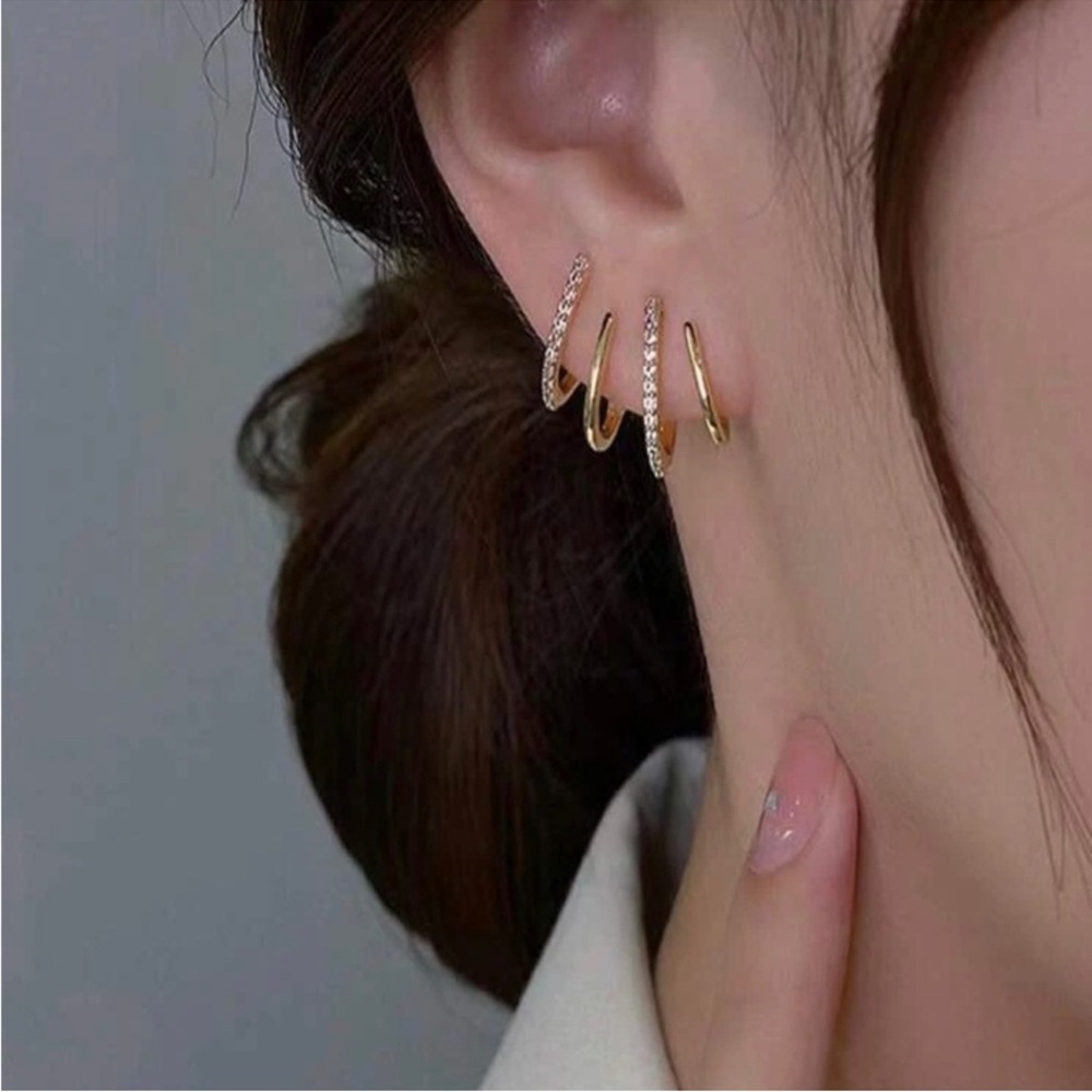 Gold Rhinestone Geometric Earrings